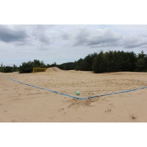 Linie pola boiska do piłki nożnej plażowej [pole 26x36m] szer. taśmy 5cm, kolor niebieski, mocowanie do podłoża: śledzie